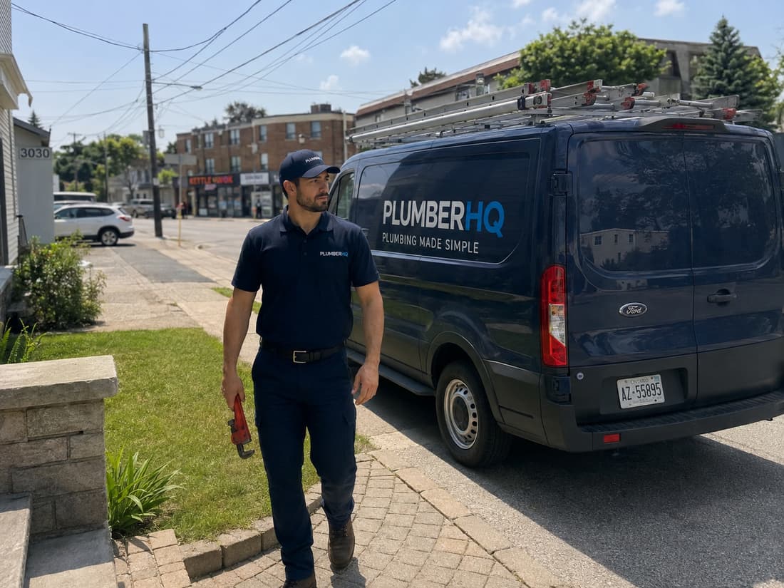 PlumberHQ plumber on a service call in Kitchener, Ontario