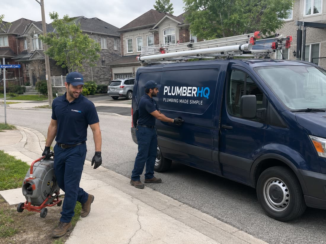 PlumberHQ plumber on a service call in Brampton, Ontario